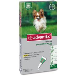 ADVANTIX SPOT ON*soluz 4 pipette 0,4 ml 40 mg + 200 mg canifino a 4 Kg