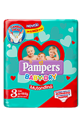 PAMPERS BABY DRY MUTANDINA MIDI SMALL PACK 19 PEZZI