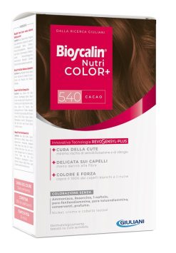 BIOSCALIN NUTRICOLOR PLUS 5,40 CACAO CREMA COLORANTE 40 ML +RIVELATORE CREMA 60 ML + SHAMPOO 12 ML + TRATTAMENTO FINALEBALSAMO 12 ML