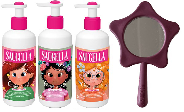 SAUGELLA BUNDLE GIRL DETERGENTE INTIMO QUESTA SONO IO PROTETTIVO LENITIVO 200 ML + GADGET SPECCHIO OMAGGIO