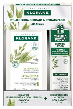 KLORANE KIT AVENA SHAMPOO USO FREQUENTE&ALTA TOLLERABILITA'AVENA 400 ML + SHAMPOO SECCO AVENA&CERAMIDE 50 ML